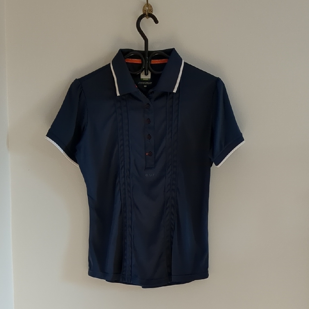 Navy Polo with White Accents - Size M